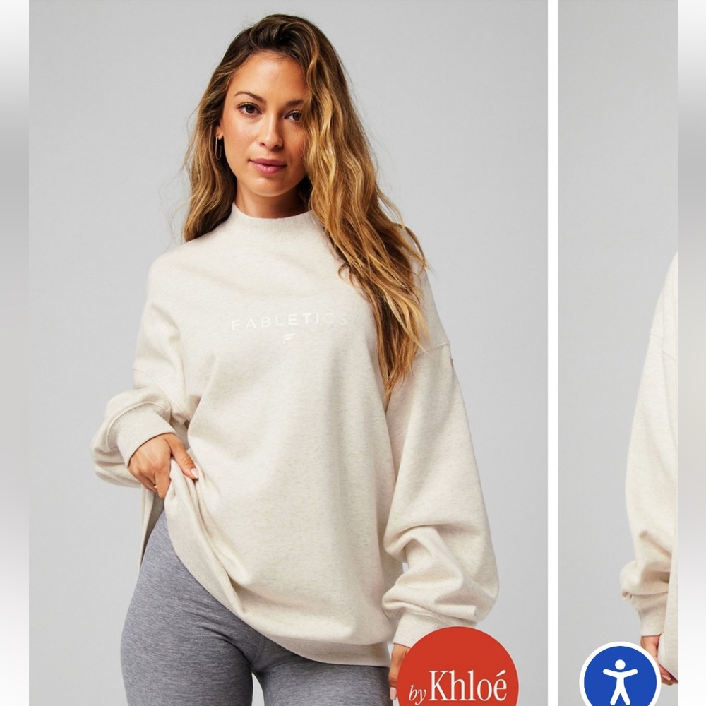 Fabletics Cozy Fleece Oversized Mock Neck Sweatshirt by Khloe